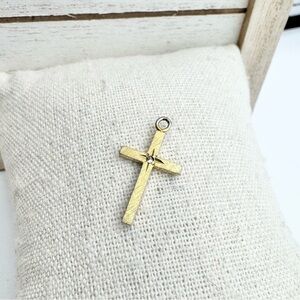 Gold Plated Vintage Cross With Gem Diamond